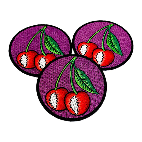 Double Cherry and Bolt Embroidered Patch - 3” inches!