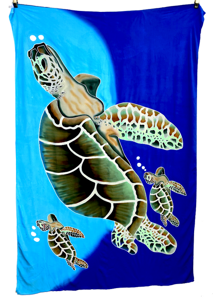 Turtles Swimming Hand Batik Sarong / Bathing Suit Cover Up