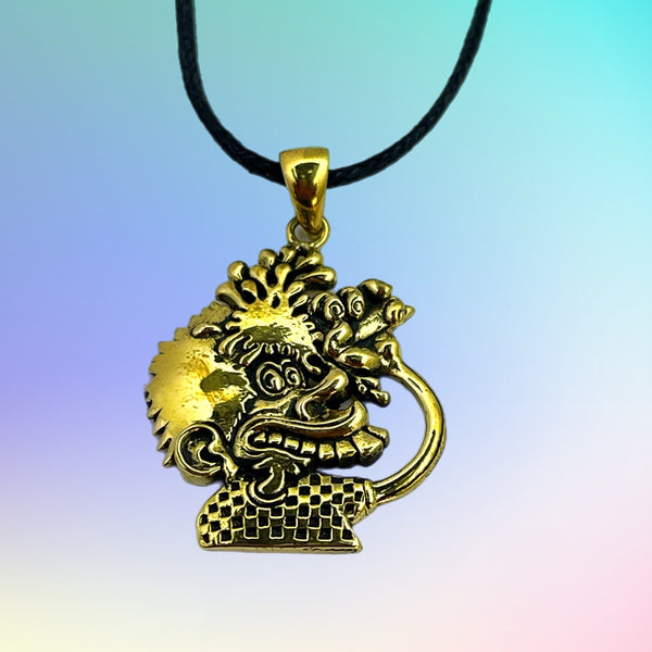 Ice Cream Cone Kid Pendant Cast in Yellow Brass by 100mics
