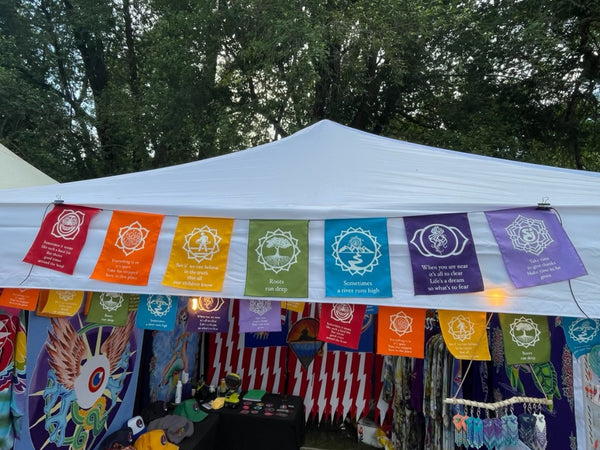 Silk Screened Rainbow String Cheese Incident Lyric Chakra Prayer Flags - 2 Sizes to Choose From