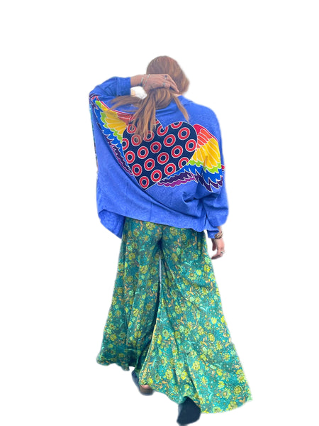 Phish Kimono Jacket with Batik Heart with Donuts in Blue