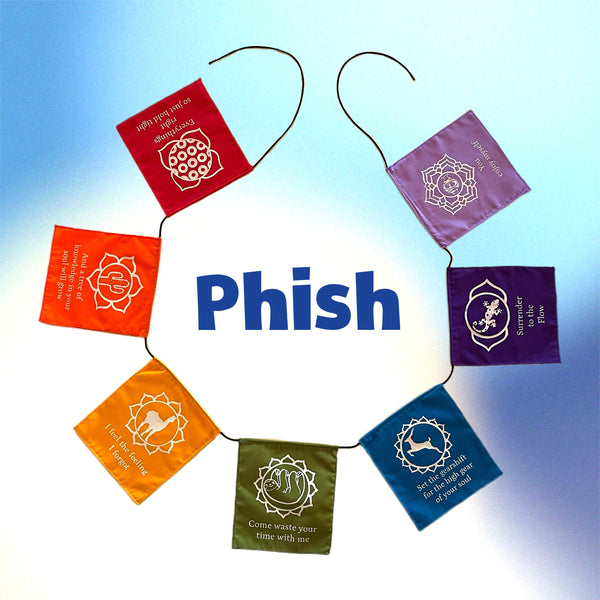 Silk Screened Rainbow Phish Lyric Chakra Prayer Flags - 2 Sizes to Choose From