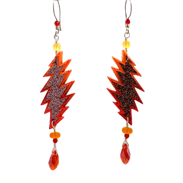 Fire on The Mountain - Large Handmade Acrylic Bolt Earrings