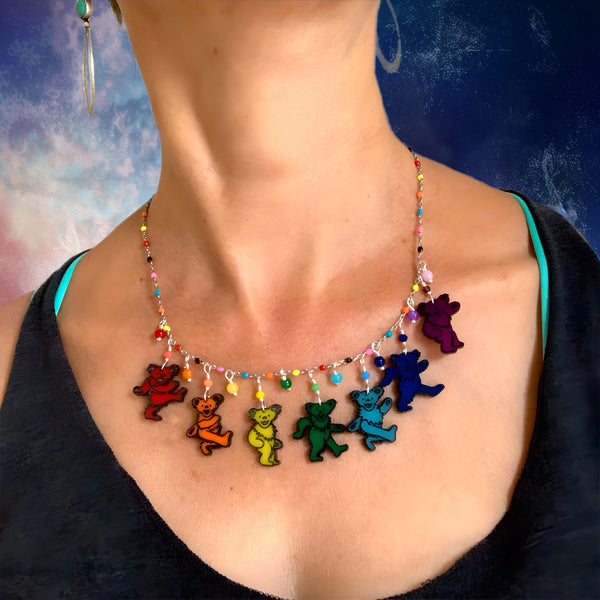 Rainbow Dancing Bear Necklace