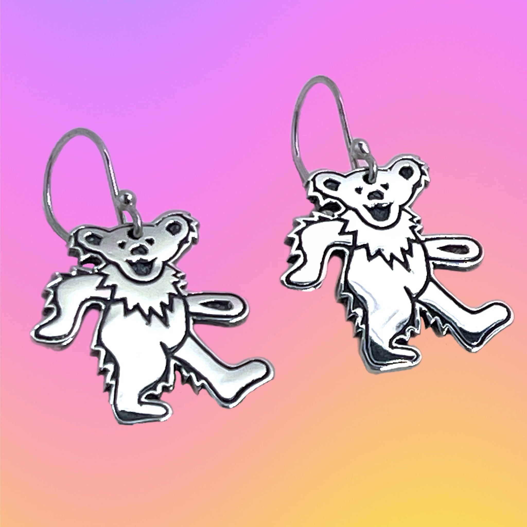 Dancing Bear -Walking- Sterling Silver Earrings