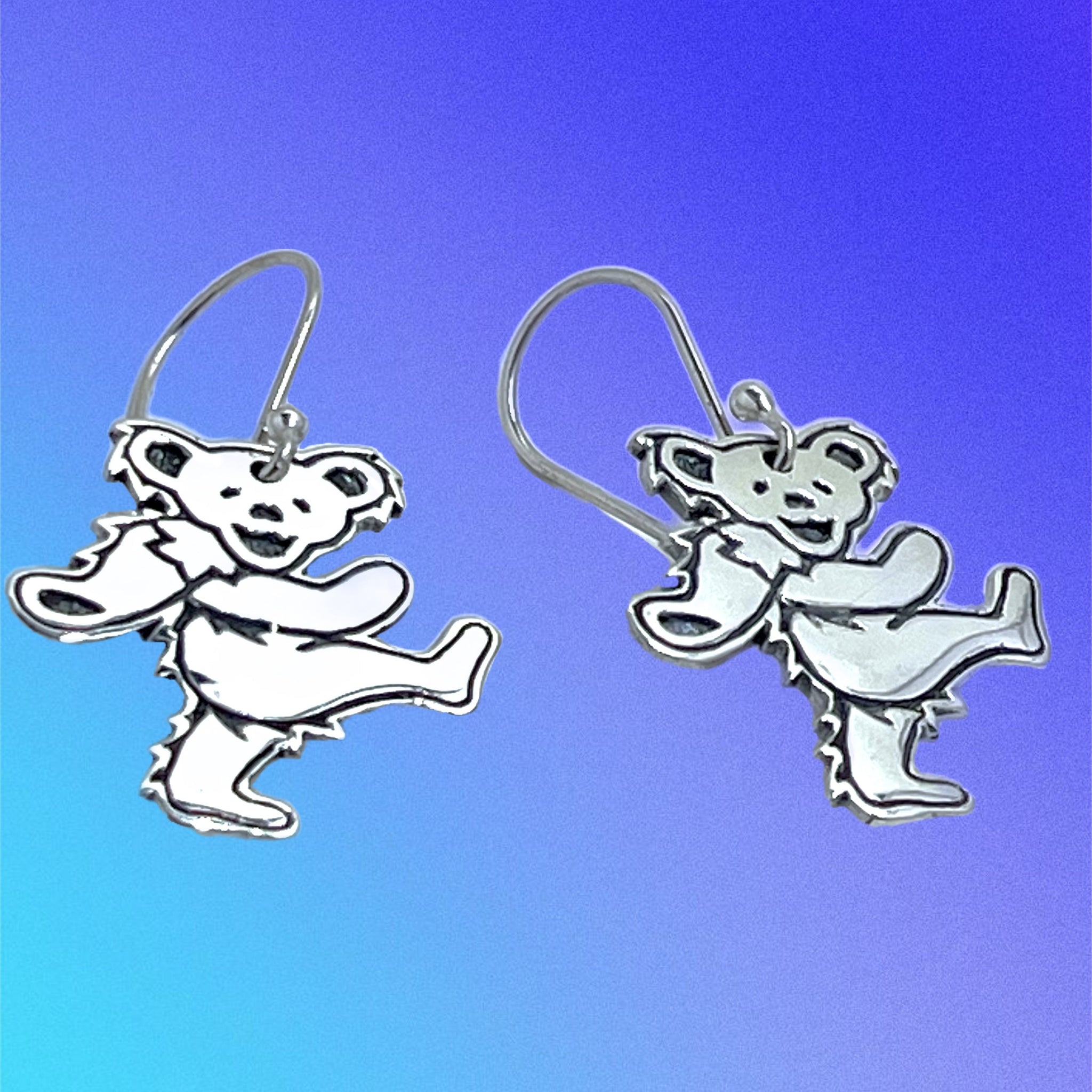 Dancing Bear -Kicking- Sterling Silver Earrings