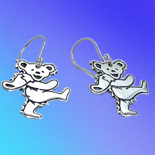 Dancing Bear -Kicking- Sterling Silver Earrings