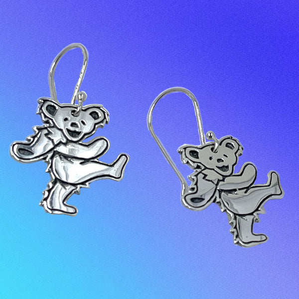 Dancing Bear -Kicking- Sterling Silver Earrings