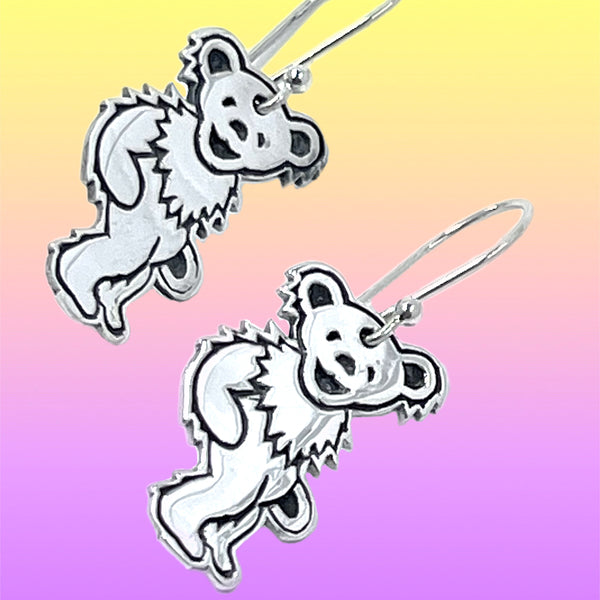 Dancing Bear -Standing- Sterling Silver Earrings