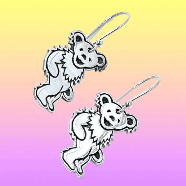 Dancing Bear -Standing- Sterling Silver Earrings