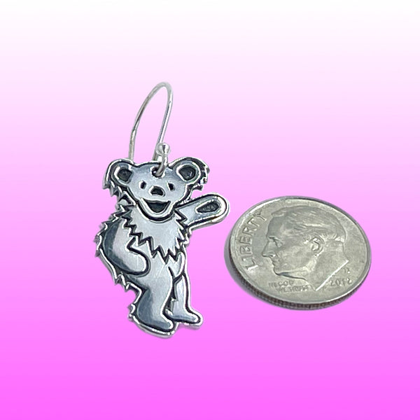 Dancing Bear -Waving- Sterling Silver Earrings