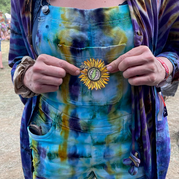 Sunflower Bolt Bee Embroidered Patch - 3” inches!