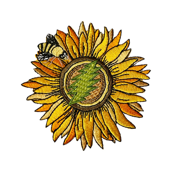Sunflower Bolt Bee Embroidered Patch - 3” inches!
