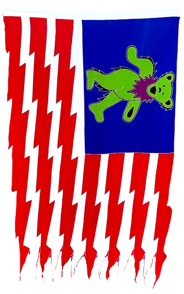 NEW!!! GD Inspired Batik Dancing Bear American Flag! - 3 x 5 1/2 Feet!