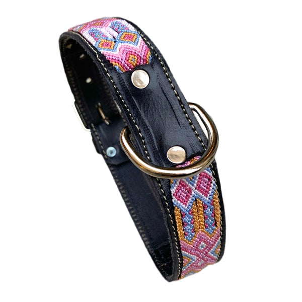 Friendship Bracelet Style Leather Dog Collars From Guatemala - Large 18"- 22"