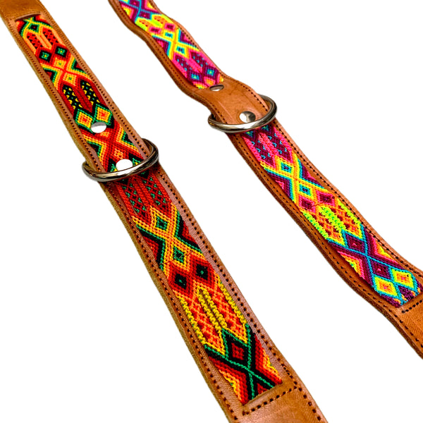 Friendship Bracelet Style Leather Dog Collars From Guatemala - XLarge 20"- 24"