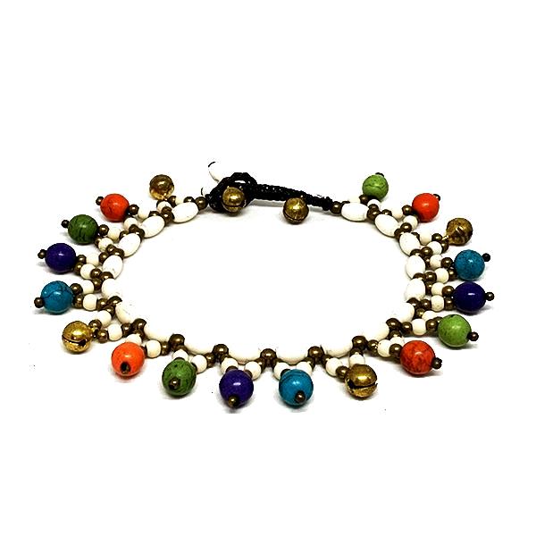 Colorful Stone Bead and Macrame Ankle Bracelet