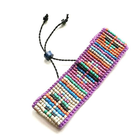 Purple Rainbow Striped Ceramic Beaded Bracelet