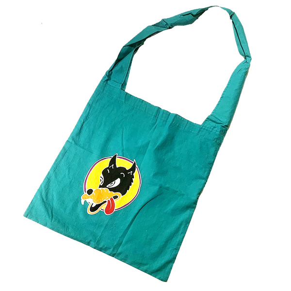 Teal Green Batik Wolf Shopping Bag