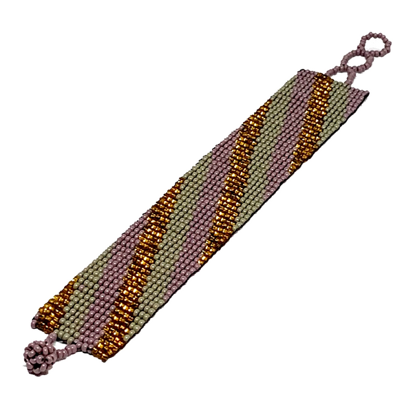 Matte Grey & Purple with Sparkly Bronze Maya Glass Seed Bead Bracelet