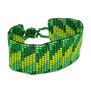 Shades Of Green Maya Glass Seed Bead Bracelet