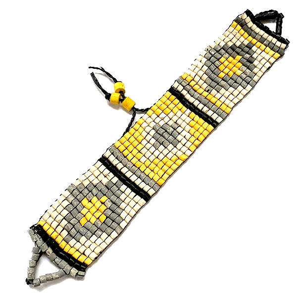 Grey, Yellow & White Ceramic Beaded Bracelet
