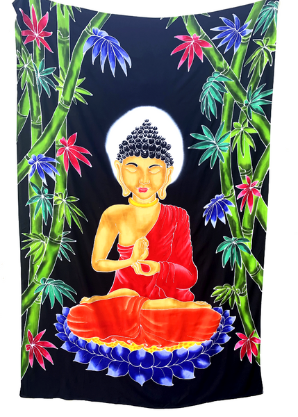 Buddha Batik Tapestry with Black Background - 4x6 Feet!