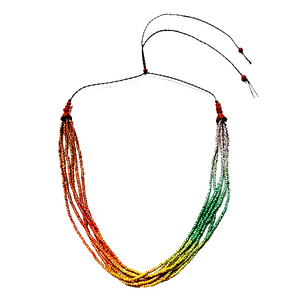 Ombre Pastel Rainbow Ceramic Bead 6 Strand Adjustable Choker Necklace