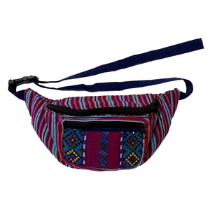Magenta Stripes with Embroidered Pocket Fanny Pack from Guatemala
