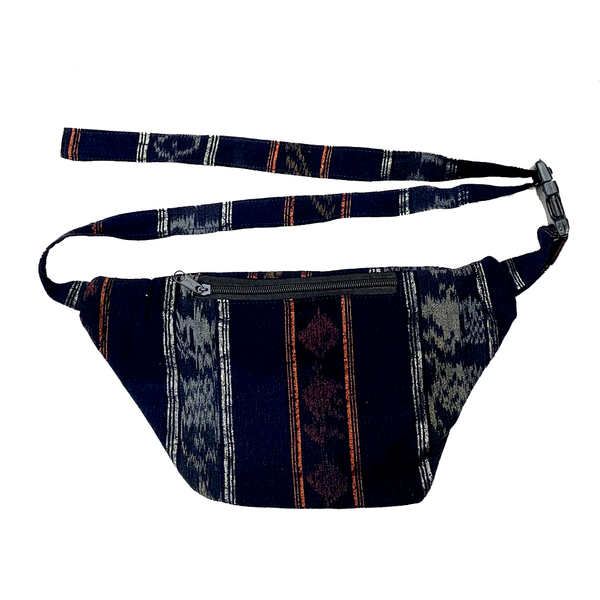 Indigo Fabric with Embroidery, Sparkly Thread & Vintage Patterned Huipil Fabric Fanny Pack #10