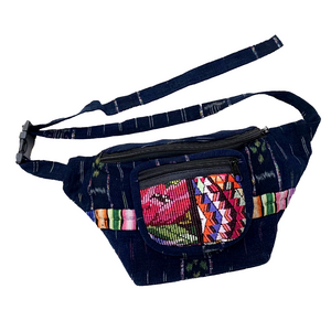 Indigo Fabric with Embroidery, Sparkly Thread & Vintage Patterned Huipil Fabric Fanny Pack #8