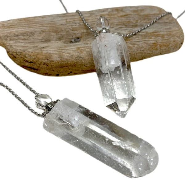 Natural Quartz Crystal Essential Oil Bottle Necklace