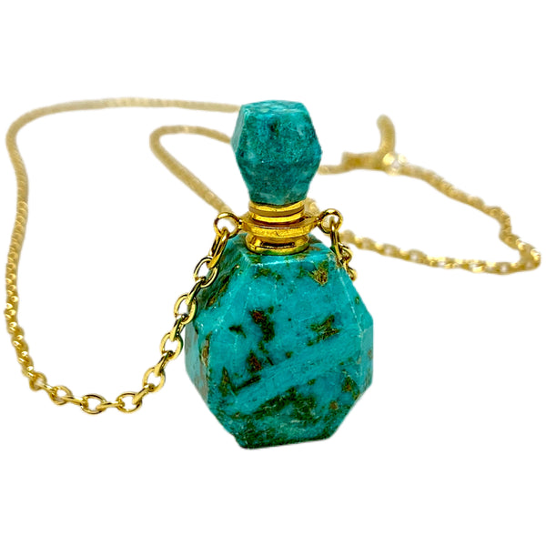 Faceted Turquoise Essential Oil Bottle Necklace