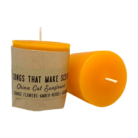 China Cat Sunflower Scented Votive Candles by Songs That Make Scents