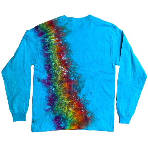 Aqua Tie Dye Long Sleeve Hanes Beefy T - Lrg