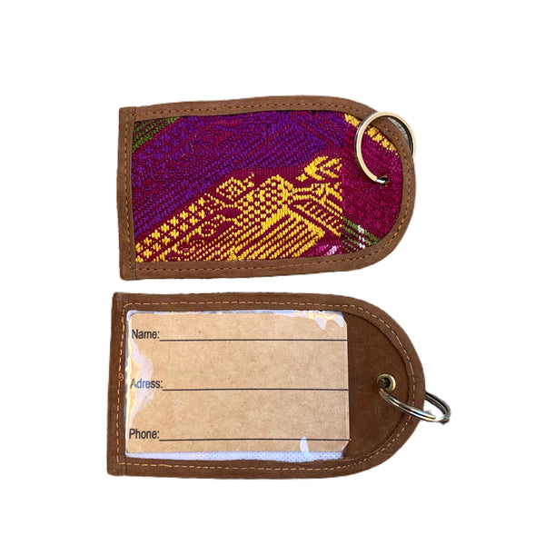 Handmade Colorful Vintage Huipil Fabric & Leather Luggage Tags