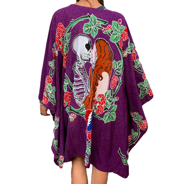 GD Inspired "Kiss" Kimono with Batik Roses and Bolt in Purple