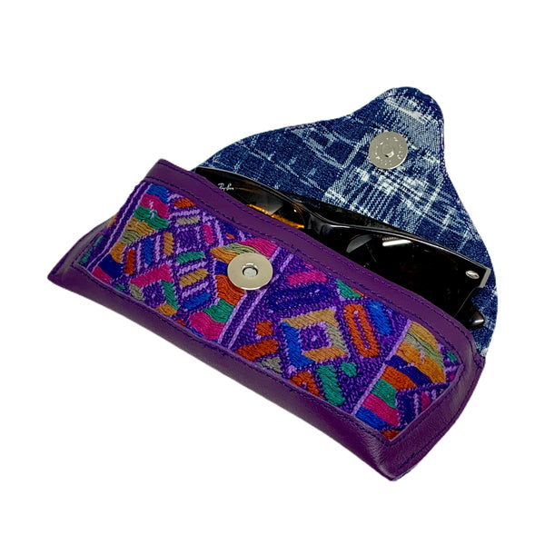 Colorful Eyeglass Cases Made with Guatemalan Huipil Fabric & Leather