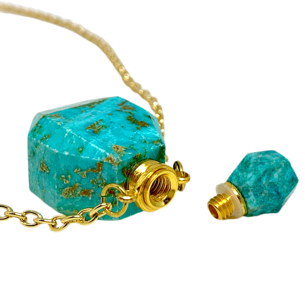 Faceted Turquoise Essential Oil Bottle Necklace