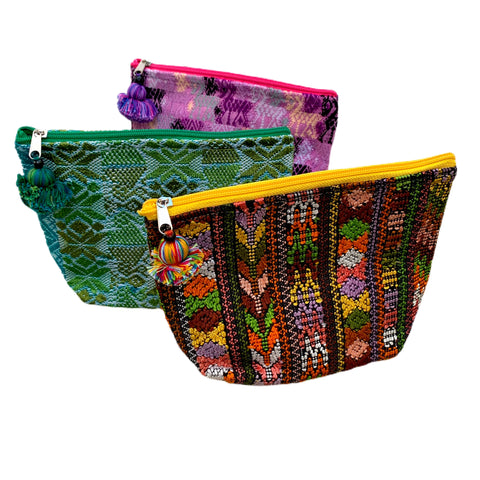 Large Huipil Fabric & Plastic Lined Everything/ Cosmetic Bag
