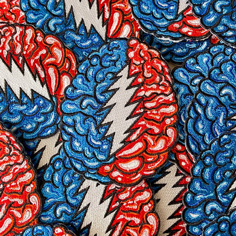 Embroidered “Brain on Bolts” Patch - 3.5” inches!