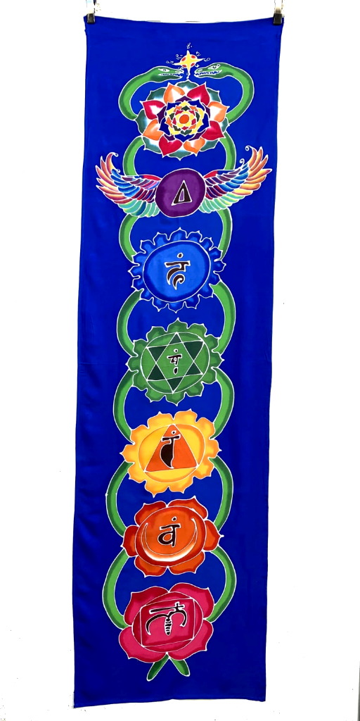 Blue Chakra Kundalini Banner Batik Tapestry - 21" x 6 Feet