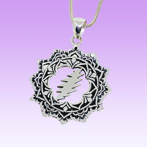 The Lotus & Bolt Pendant on Sterling Silver Chain