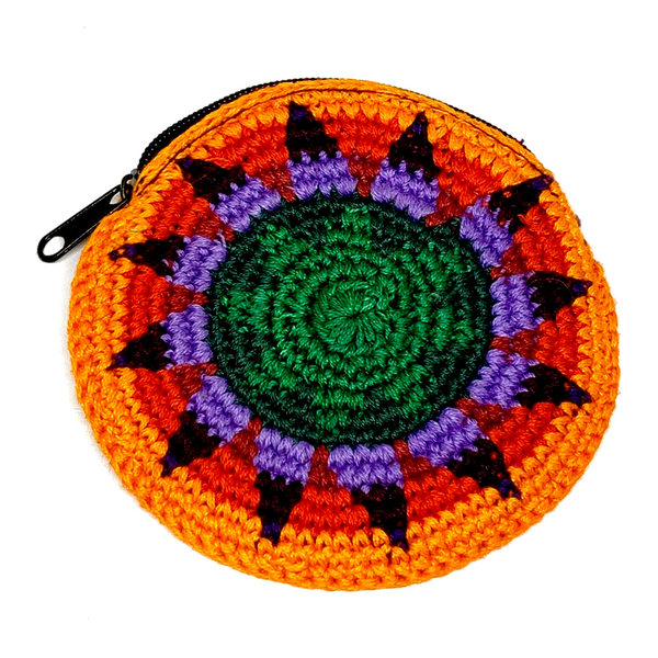 Handmade Crocheted Colorful Round Coin/Treasure Pouch