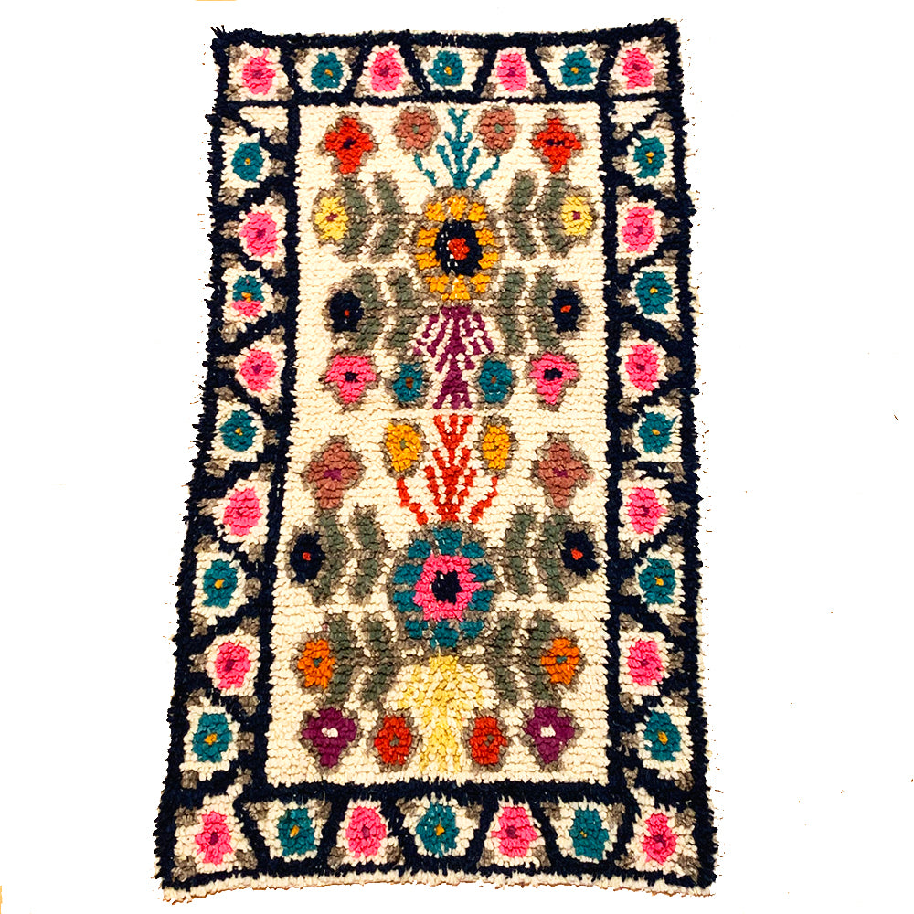 Small Colorful Handwoven High Pile Wool Rug from Guatemala - 2 x 3.5