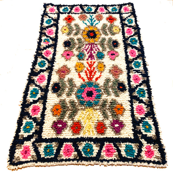 Small Colorful Handwoven High Pile Wool Rug from Guatemala - 2 x 3.5