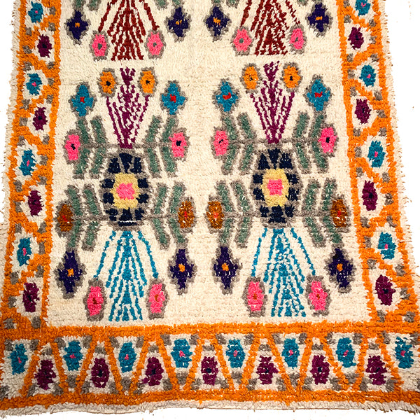 Orange Handwoven High Pile Wool Rug from Guatemala - 5 x 7 Feet