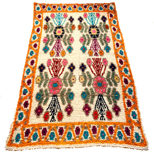 Orange Handwoven High Pile Wool Rug from Guatemala - 5 x 7 Feet