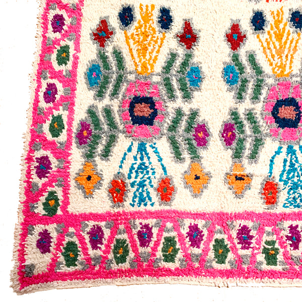 Pink Handwoven High Pile Wool Rug from Guatemala - 5 x 7 Feet