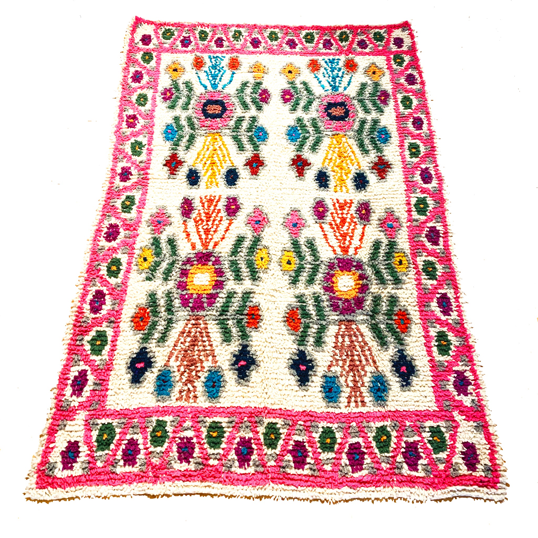 Pink Handwoven High Pile Wool Rug from Guatemala - 5 x 7 Feet